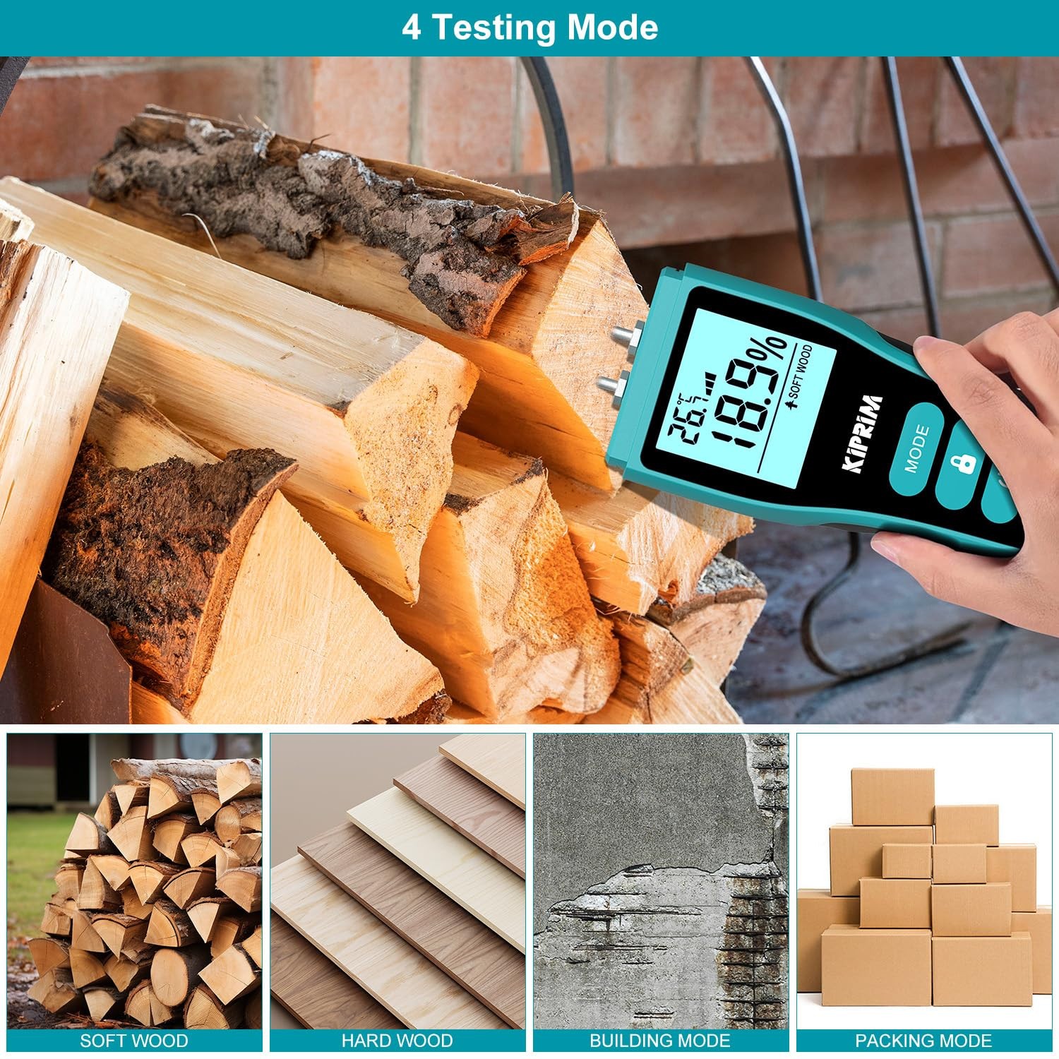 Kiprim Pin-Type Multi-Function Moisture Meter with LCD Display Model WM02