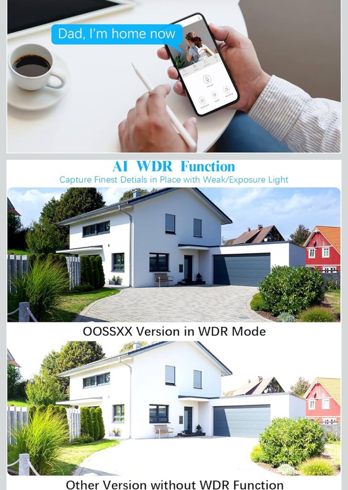 OOSSXX Extend 3.0MP Wireless Camera with Audio Wireless Extend Camera Securit...