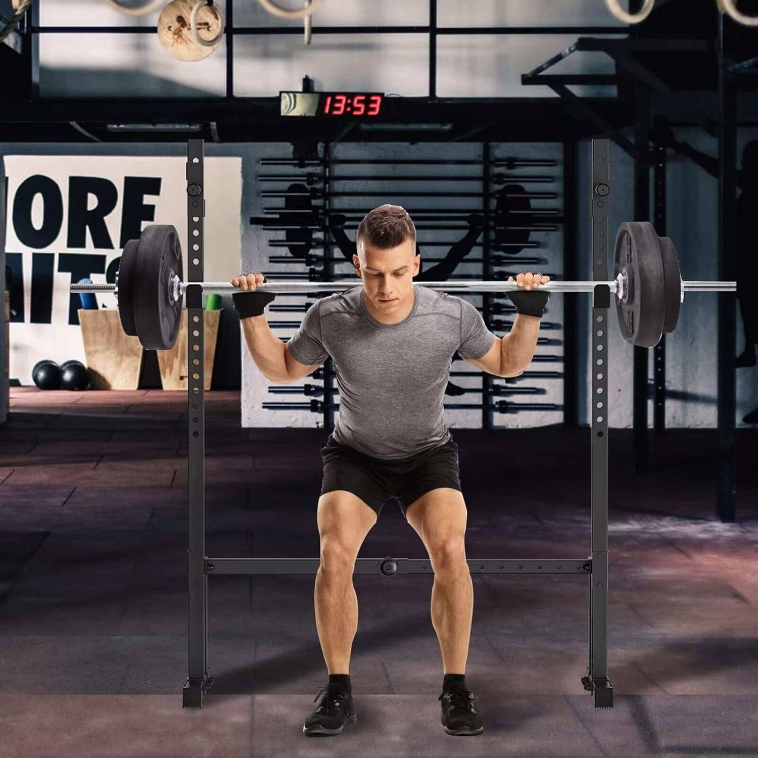Barbell Rack Squat Stand Adjustable Bench Press Rack 550LBS Max Load Multi-Funct
