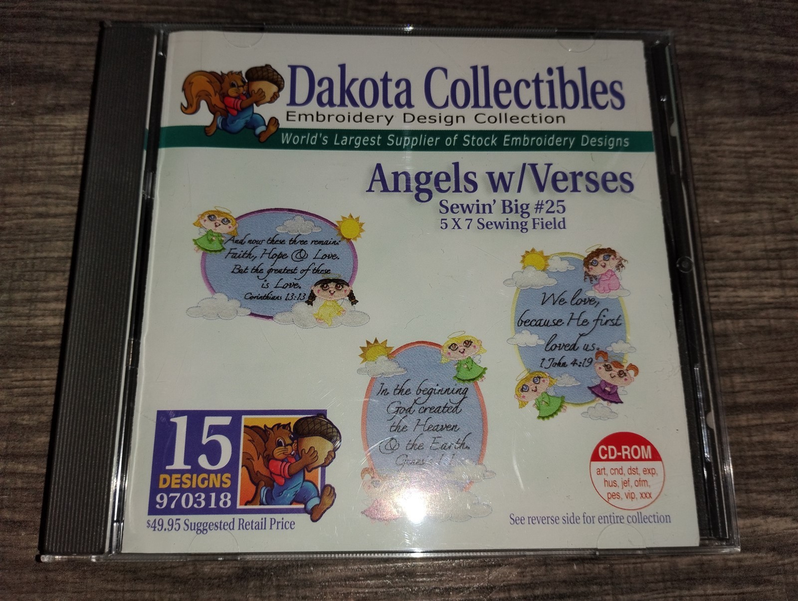 Dakota Collectibles Angels w/Verses Embroidery Designs #970318 PC CD-ROM Big 5x7
