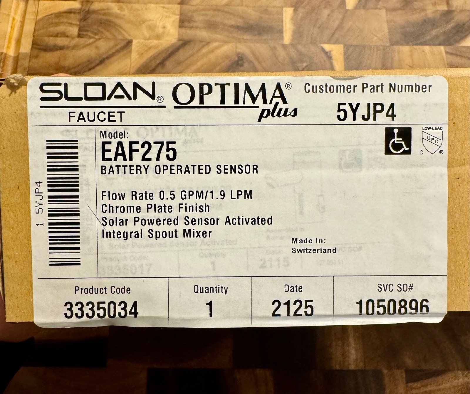 Sloan Optima Plus EAF 275 Commercial Single Hole Touchless Faucet