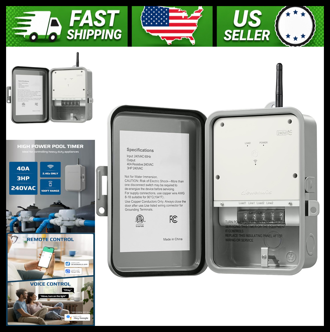 DEWENWILS Outdoor Smart WiFi Pool Pump Timer 40A 240V Heavy Duty Controller