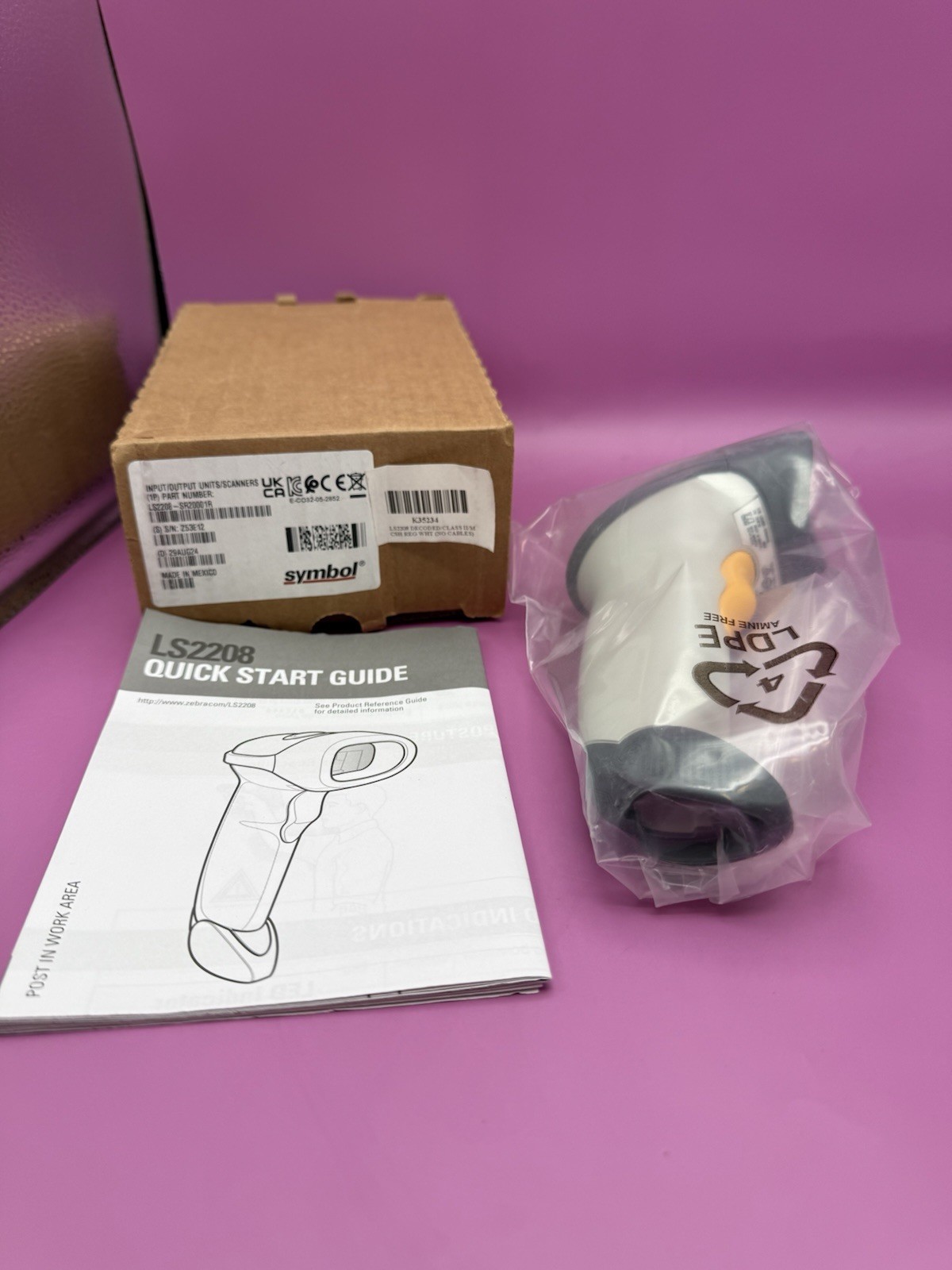 Symbol LS2208-SR20001R USB Barcode Scanner - Scanner Only