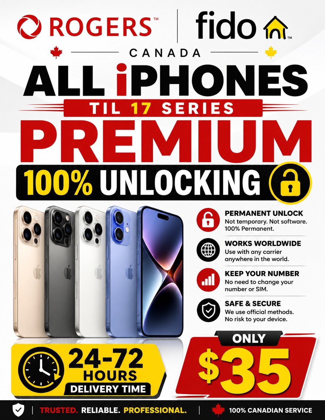 Premium iPhone Unlocking Service  Rogers / Fido Canada