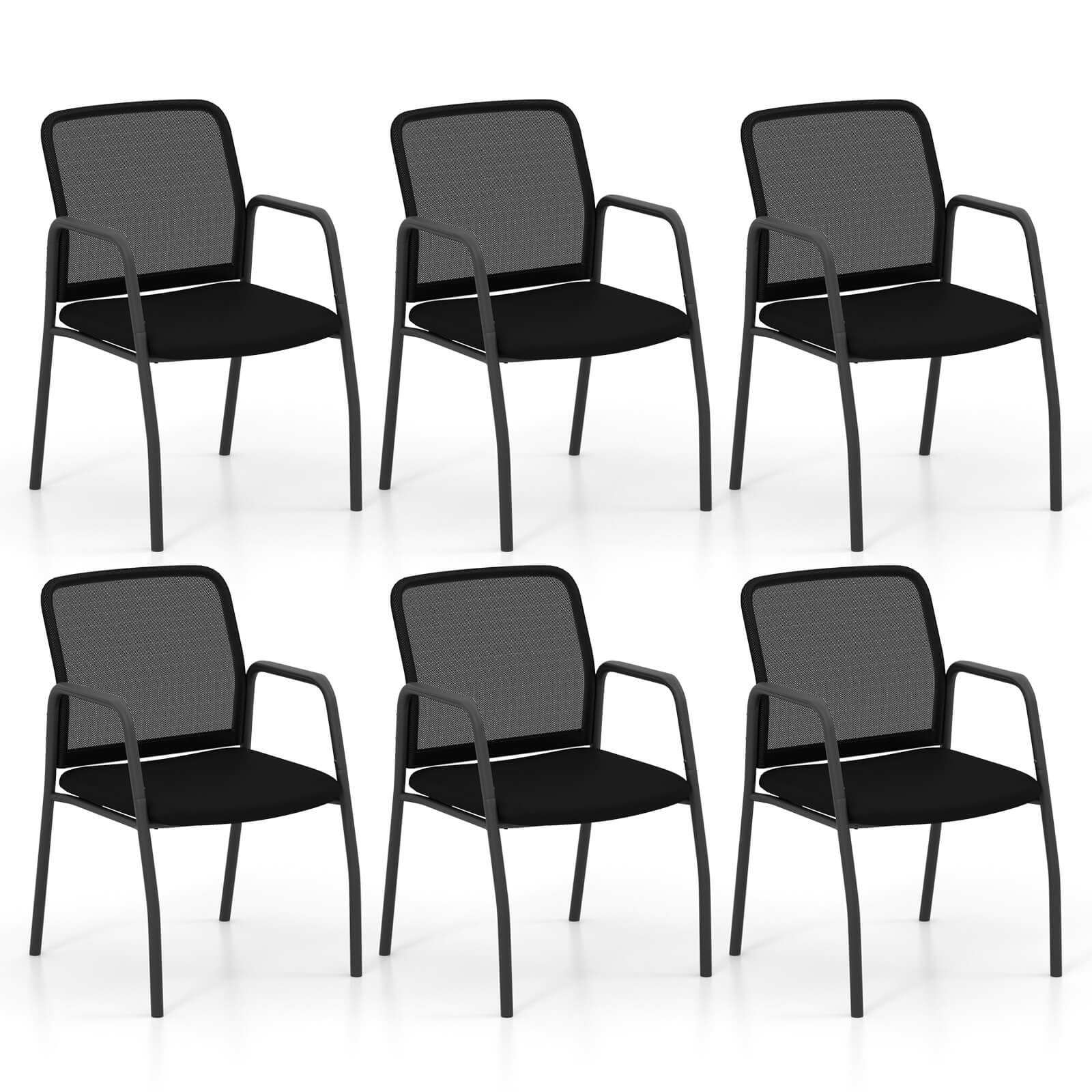 Meeting Room Chair Set of 6 Waiting Room Chairs w/ Ergonomic Backrest & Armrests