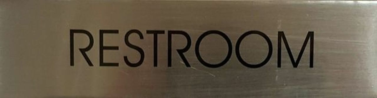 RESTROOM SIGN - Delicato line (BRUSHED ALUMINUM 2 X7.75) ref1020-REF24-1027