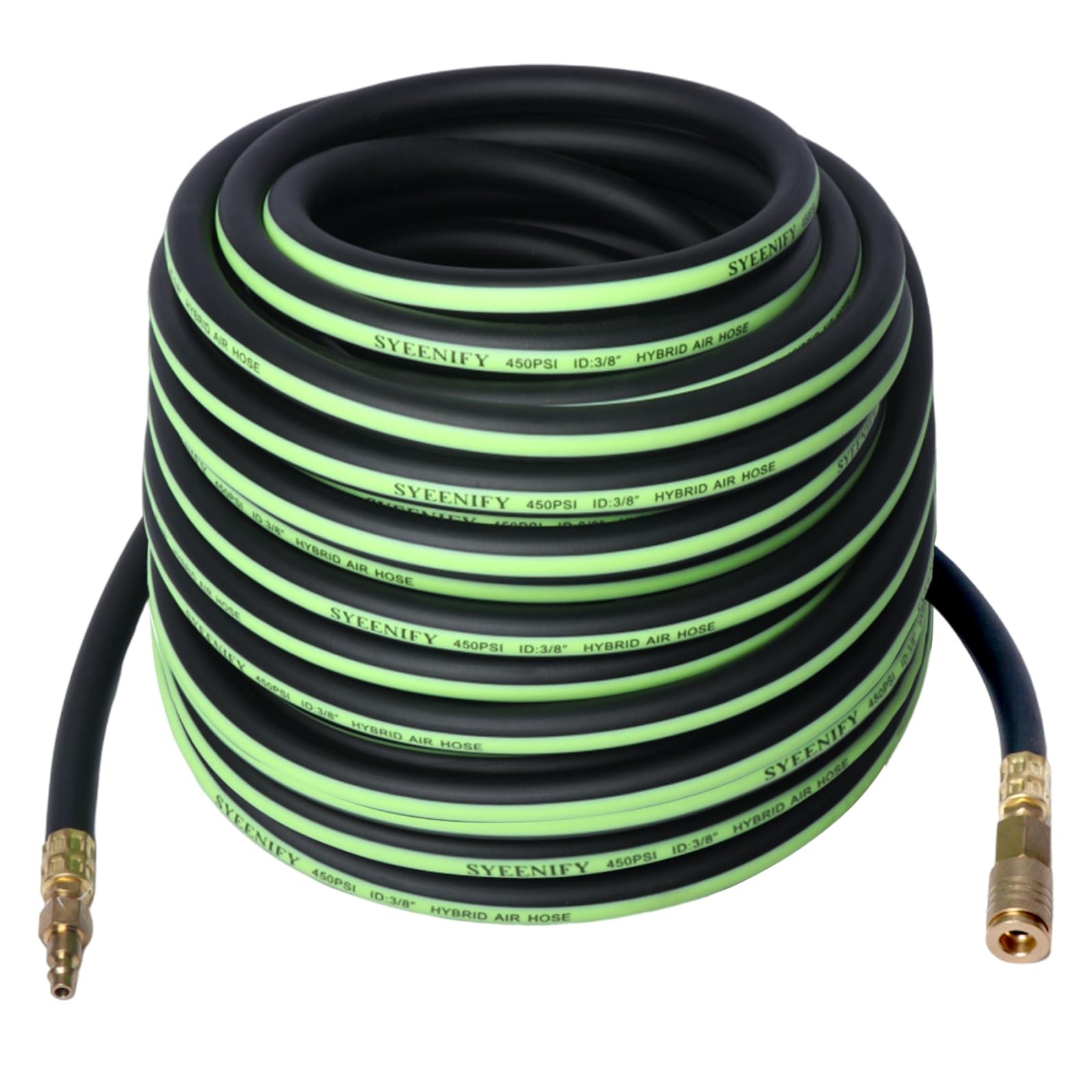 SYEENIFY 3/8in x 100ft Heavy Duty Air Hose 5 Layers Kink Resistant 450PSI Hybrid