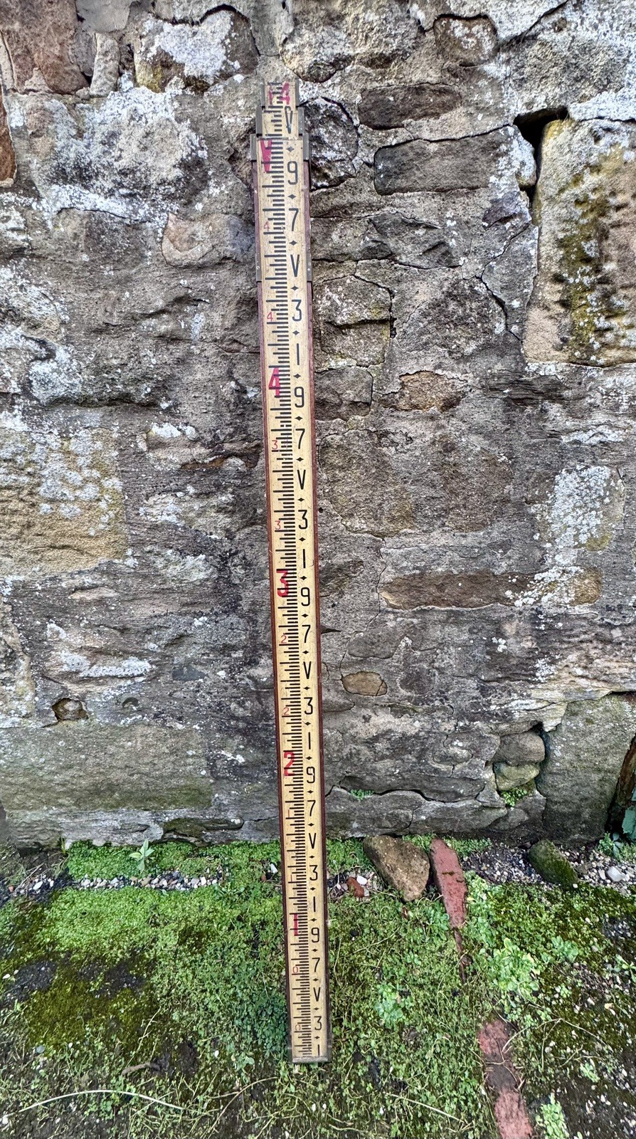 VINTAGE SURVEYORS WOODEN TELESCOPIC MEASURE RULE Haldon Manchester