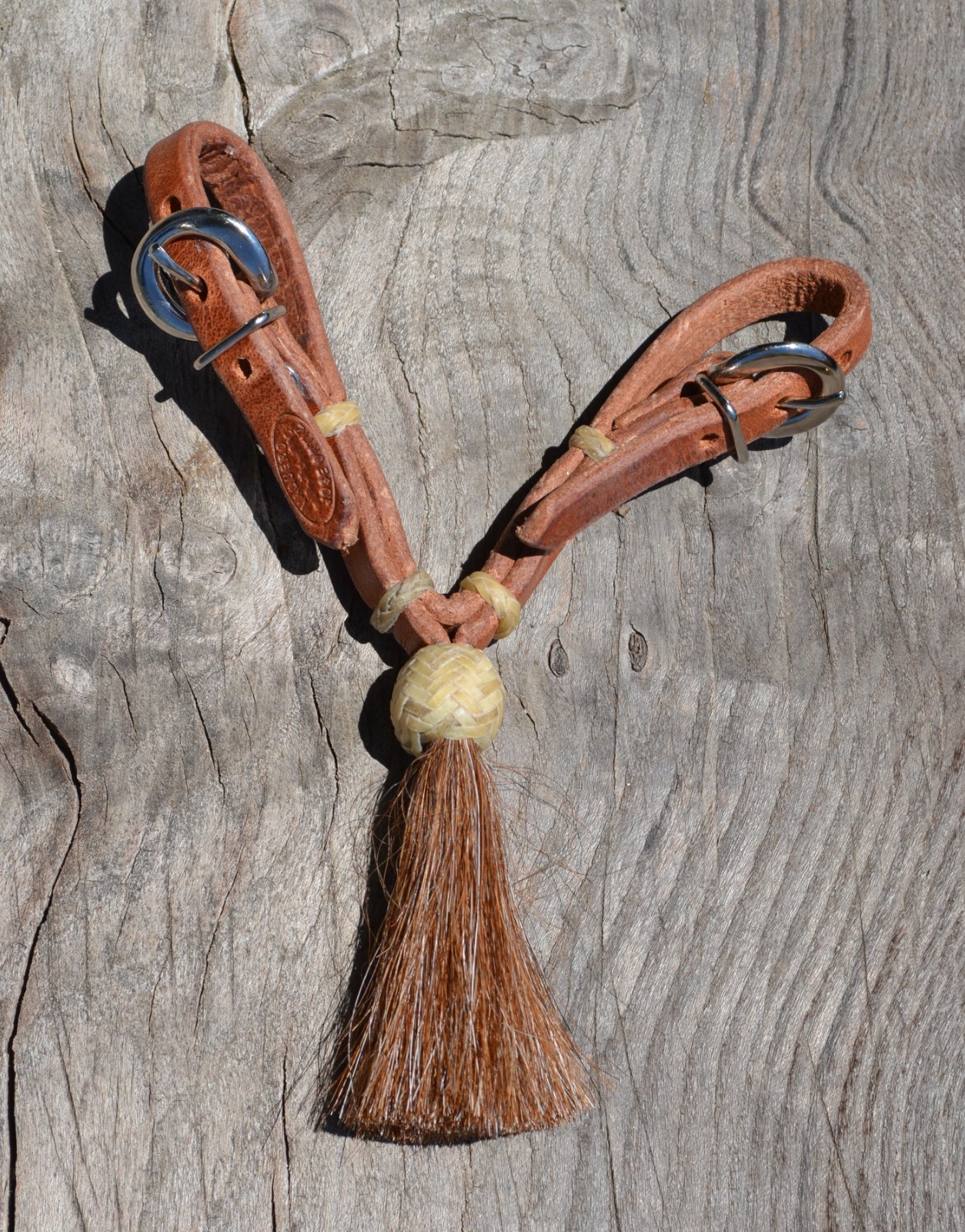 Jose Ortiz Oiled Harness Natural Rawhide Sorrel Tassel Curb Strap Buckles