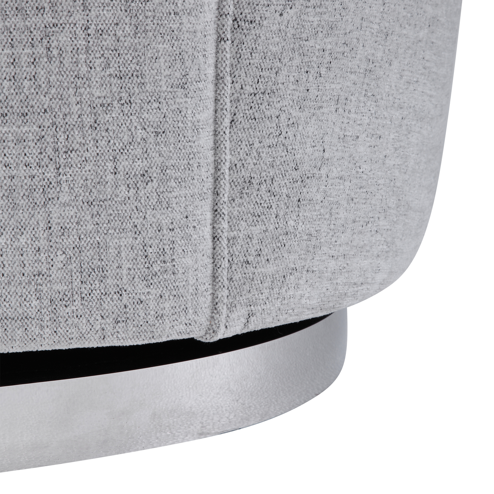 Elegant Soft Gray Swivel Accent Chair Round Barrel Minimalist Silver Spinning