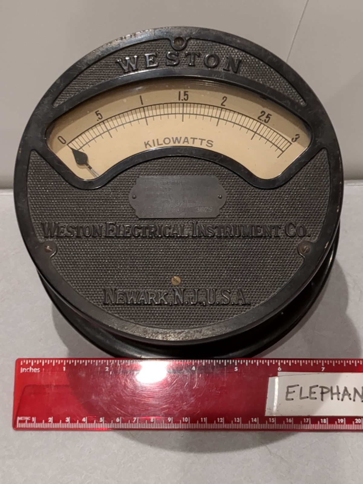 Large Antique Weston 343 Kilowatts Meter Gauge Electrical Instrument Co. Prop