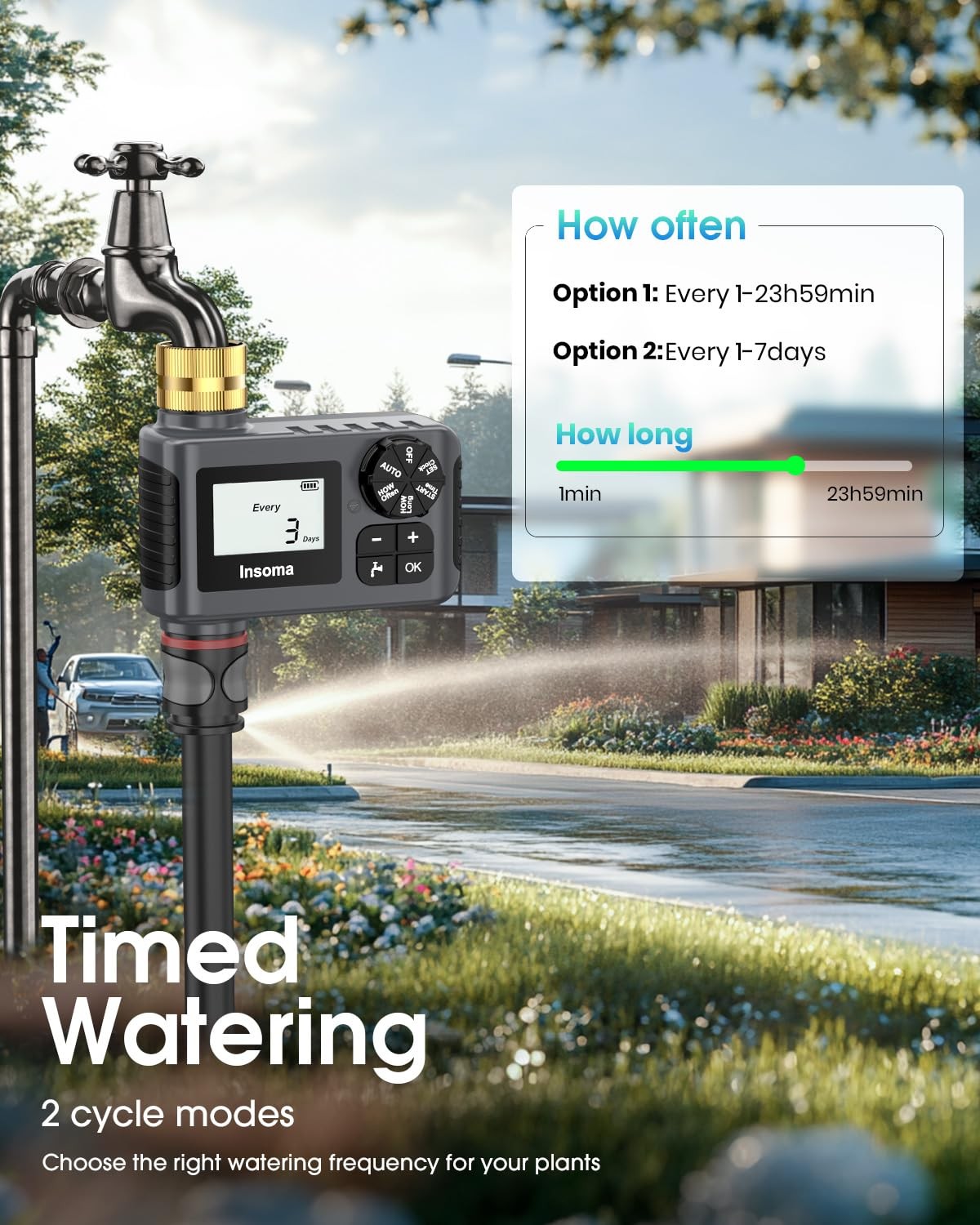 Automatic Water Timer for Garden Hose Drip Irrigation with Rain Delay Mode