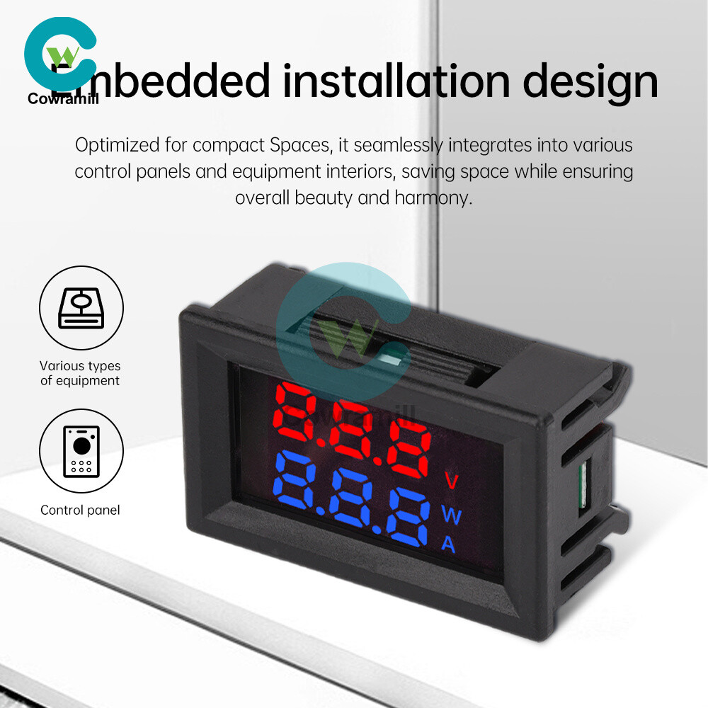 Dual Digital AC Voltage Current Power Meter Voltmeter Ammeter Red Blue 10A/30A