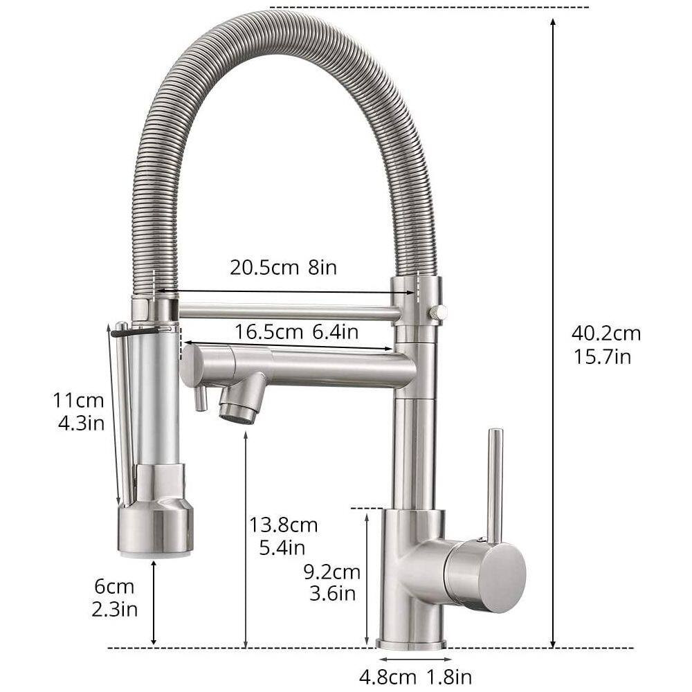 Brushed Nickel Touch 16.53 In. H Pull down Sprayer Kitchen Faucet with 360 ° Spo