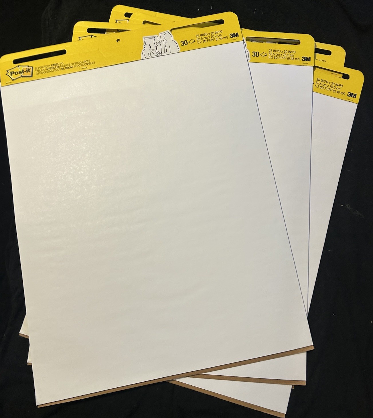 Set Of 3 - 30 Sheet (90 Total) Chart Paper Super Sticky Easel 25 X30 3M Brand