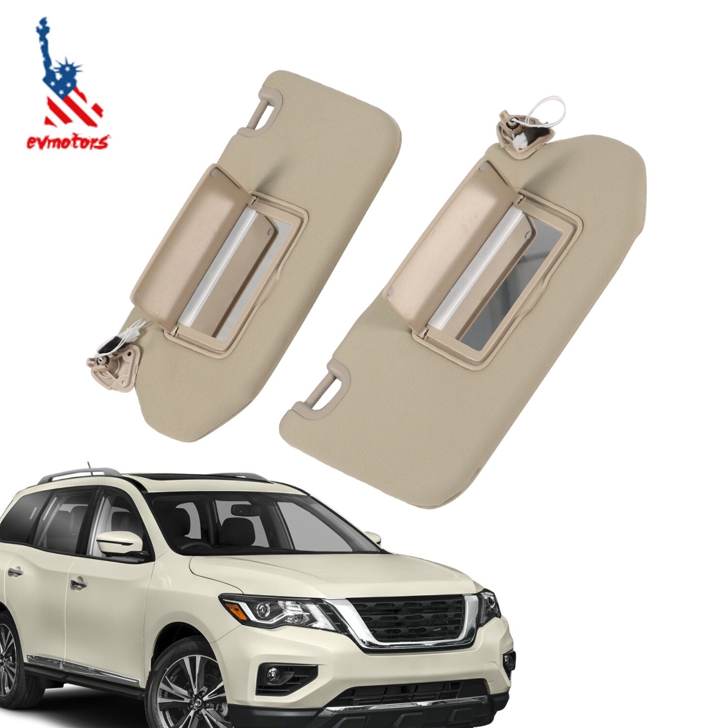 With Lamp pair Sun Visor For 13-18 Pathfinder 14-17 Infiniti QX60 13 JX35 Beige