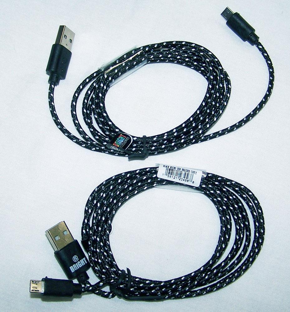 2 BLACK SIX FOOT ANDROID CHARGER CABLE CORDS  MIRCO usb cell phone CHARGE NEW RD