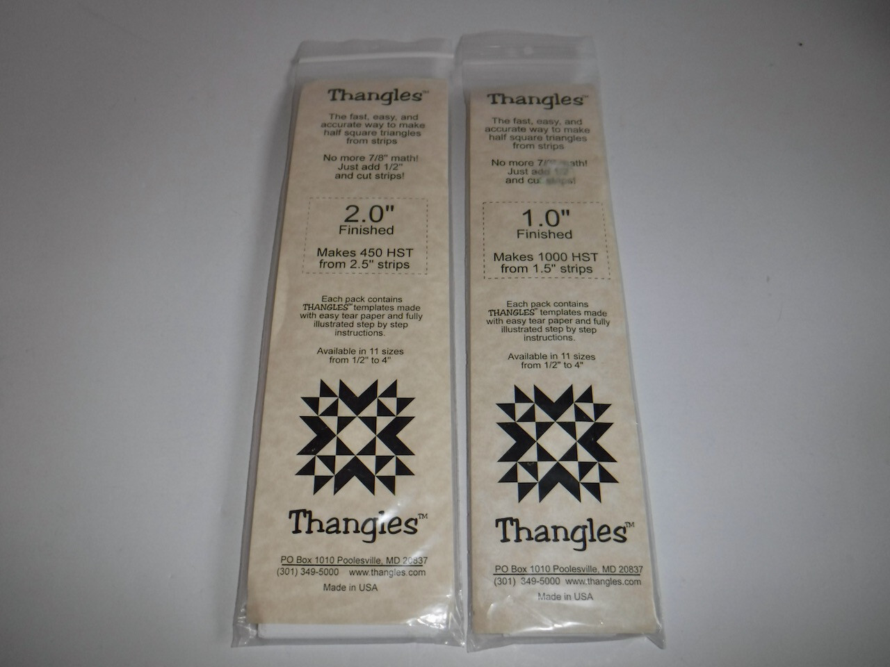 Quilting THANGLES Lot of 2 Packages 1" & 2" Quilt Templates Mary B Hayes