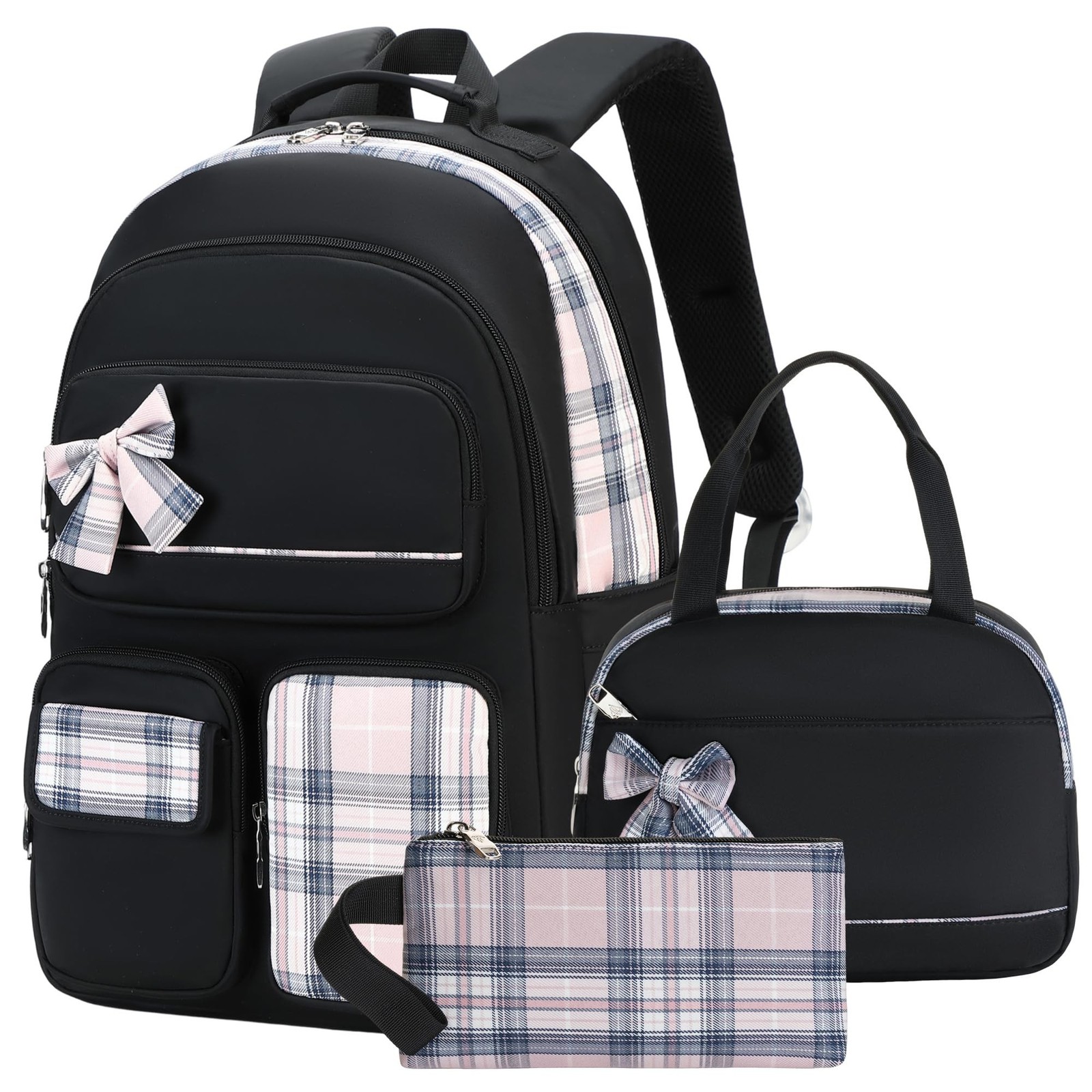Girls Backpack,3pcs Backpack with Lunch Box Pencil Case Set 15.6 Inch Laptop ...