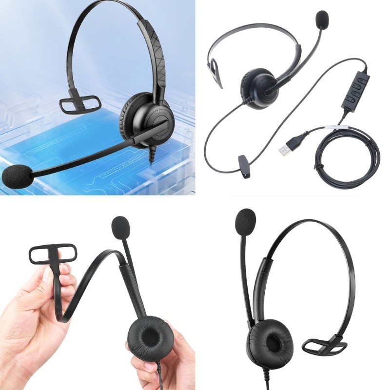 Computer Headset Microphone Memory Foam Earpad Advanced Noise Cancelling