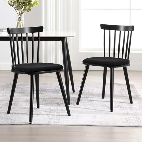 Dining Chairs Set of 2 Farmhouse Wood Spindle Back Dining Room Chairs - Black