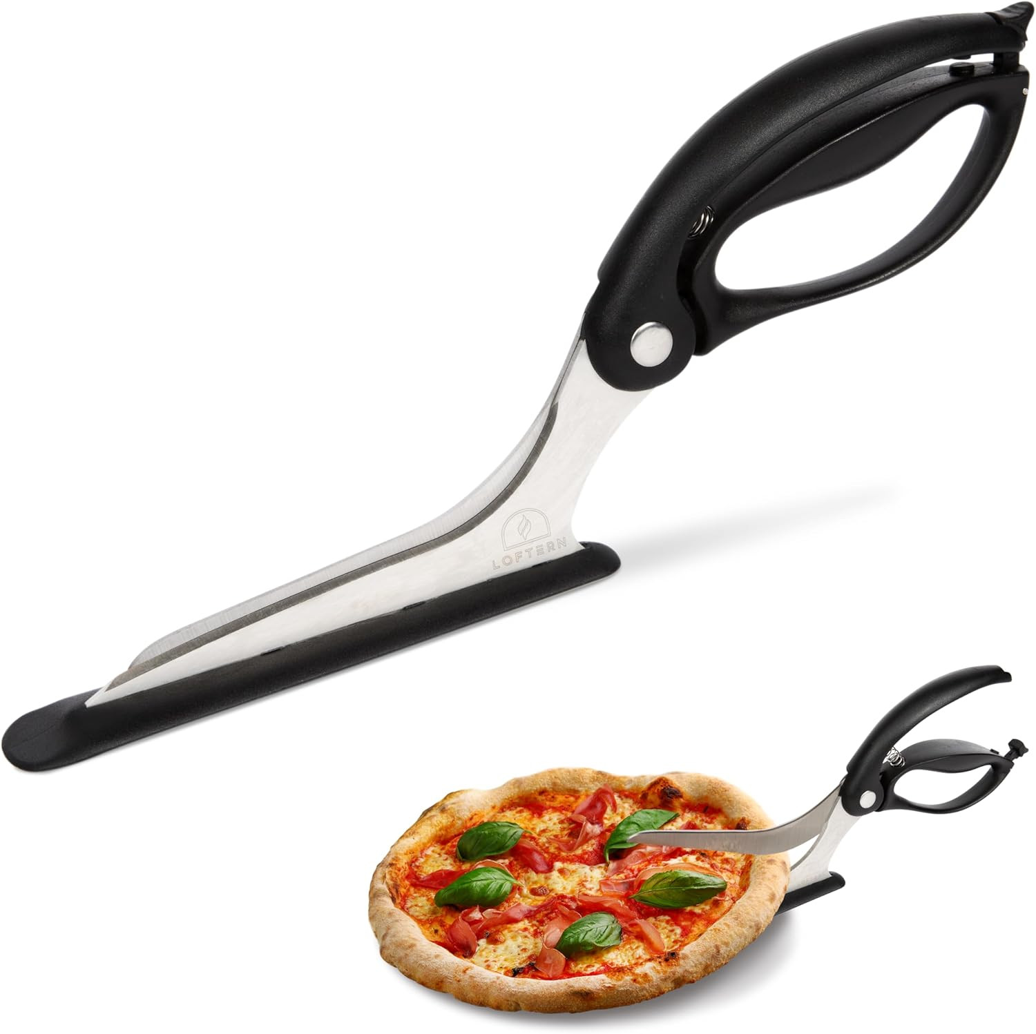 Pizza Scissors Stainless Steel 5-in-1 Cutter Slicer Server Nonstick Grip