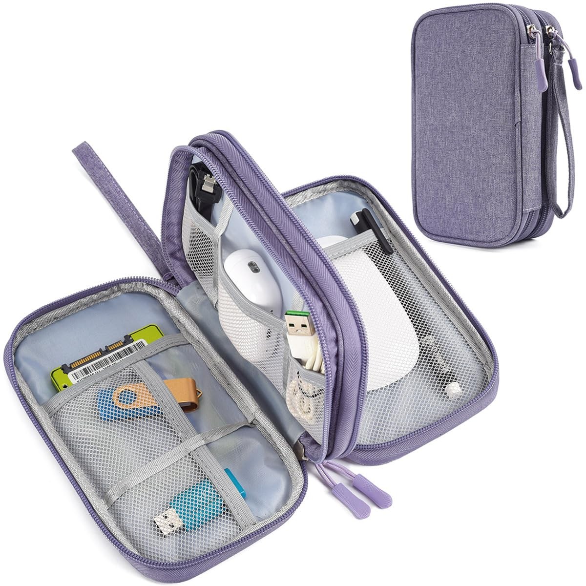 CAAORDKSO Travel Electronic Organizer Pouch Bag, Waterproof Large, Purple