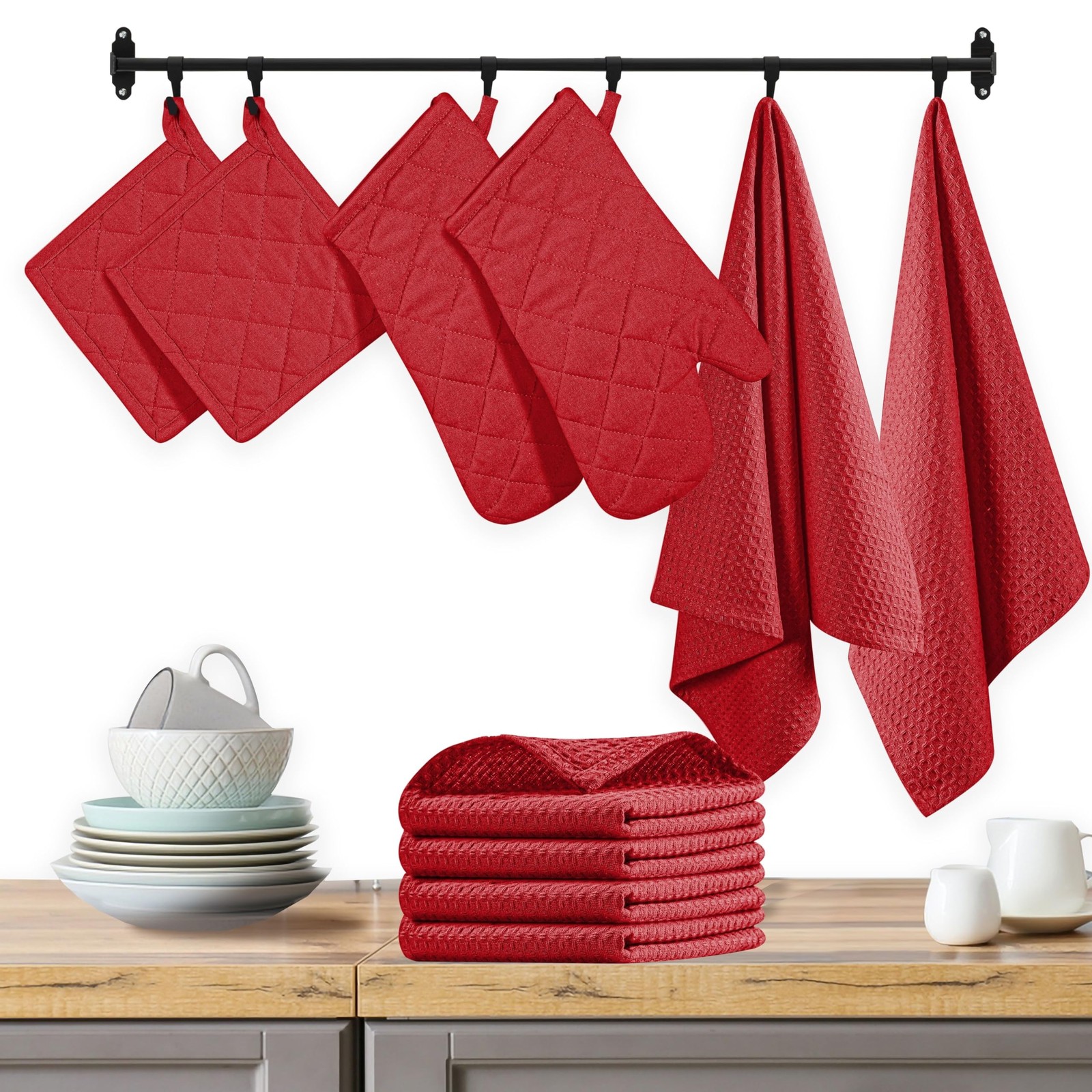 10-Piece Kitchen Set – Includes Oven Mitts, Potholders, Kitchen Towels & Dish...