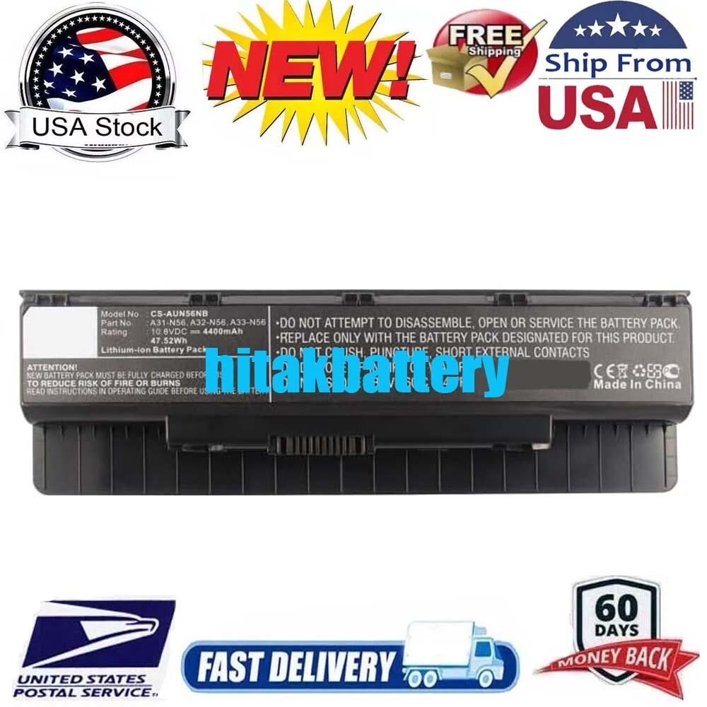 Battery for Asus N46V N46VJ N46VM N56DP N56VZ N76V N76VM A31-N56 A32-N56 A33-N56