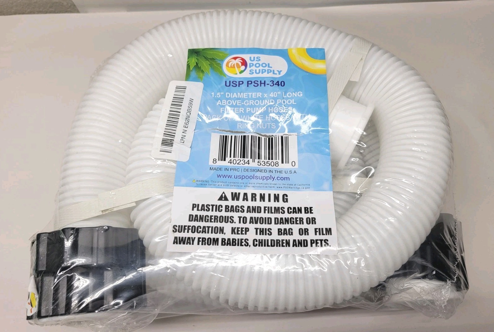 Above Ground Pool Hose Replacement 1.5" Diameter x 40" Long, Pack of 2