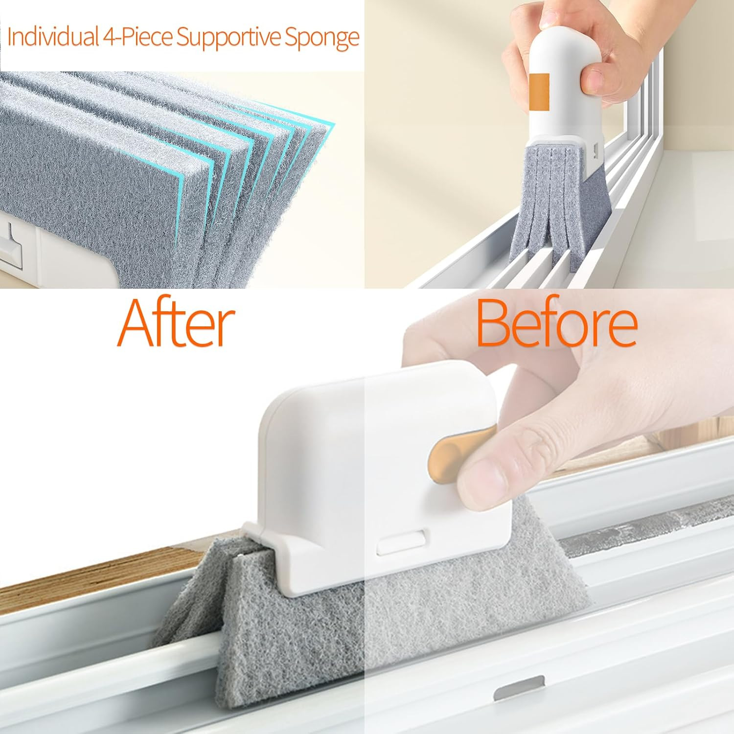 Window Track Cleaner Tools Set - 14 Pcs Window Groove Cleaning Brush Kit, Cre...