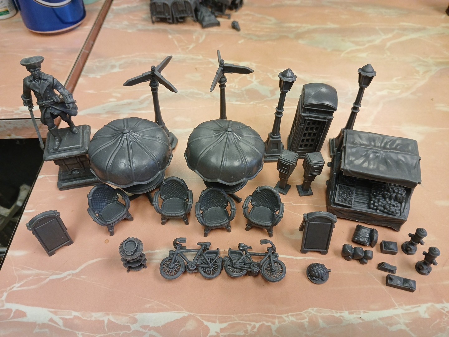 36 pc City Accessories Wargaming Terrain Scenery TTRPG 40K Statue Signs 25-28mm
