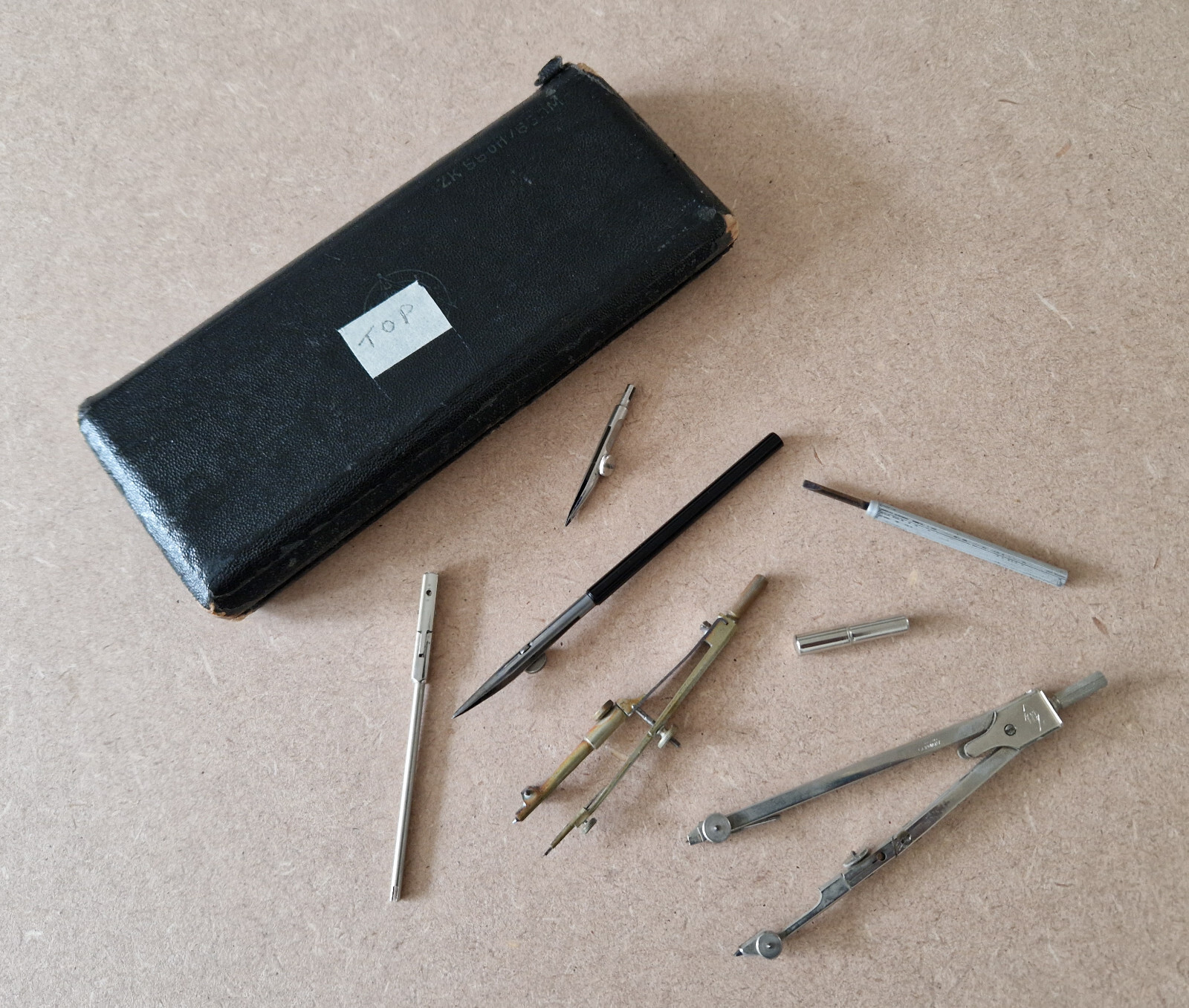 Vintage Architectural Technical Draughtsman Drawing Instrument Set in Case