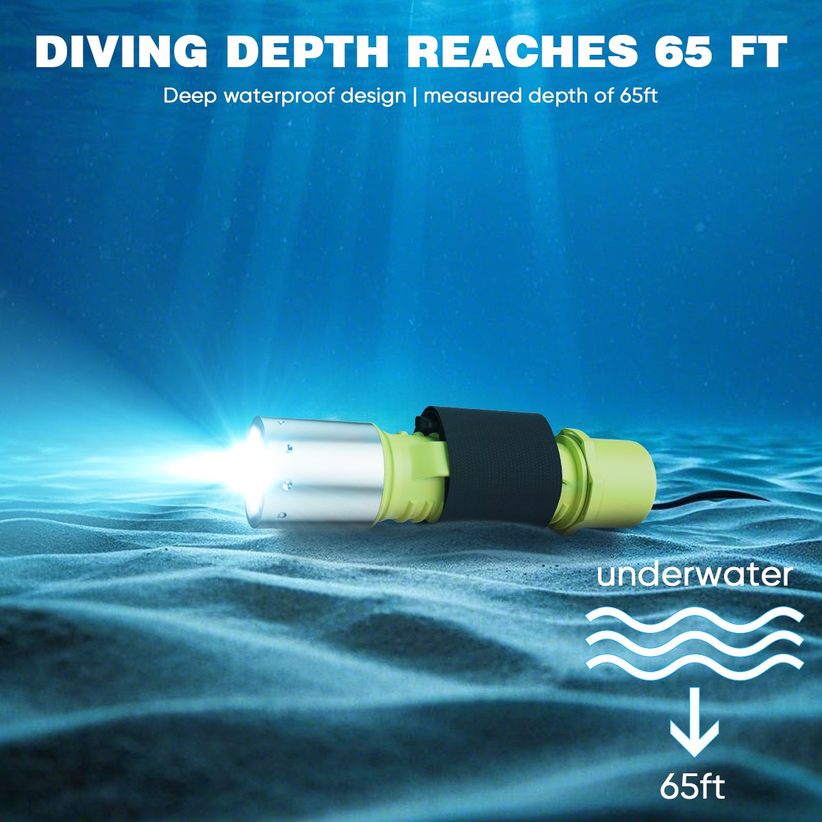 2PC LED Scuba Diving Flashlight Underwater 65ft Waterproof Torch Dive Light Lamp