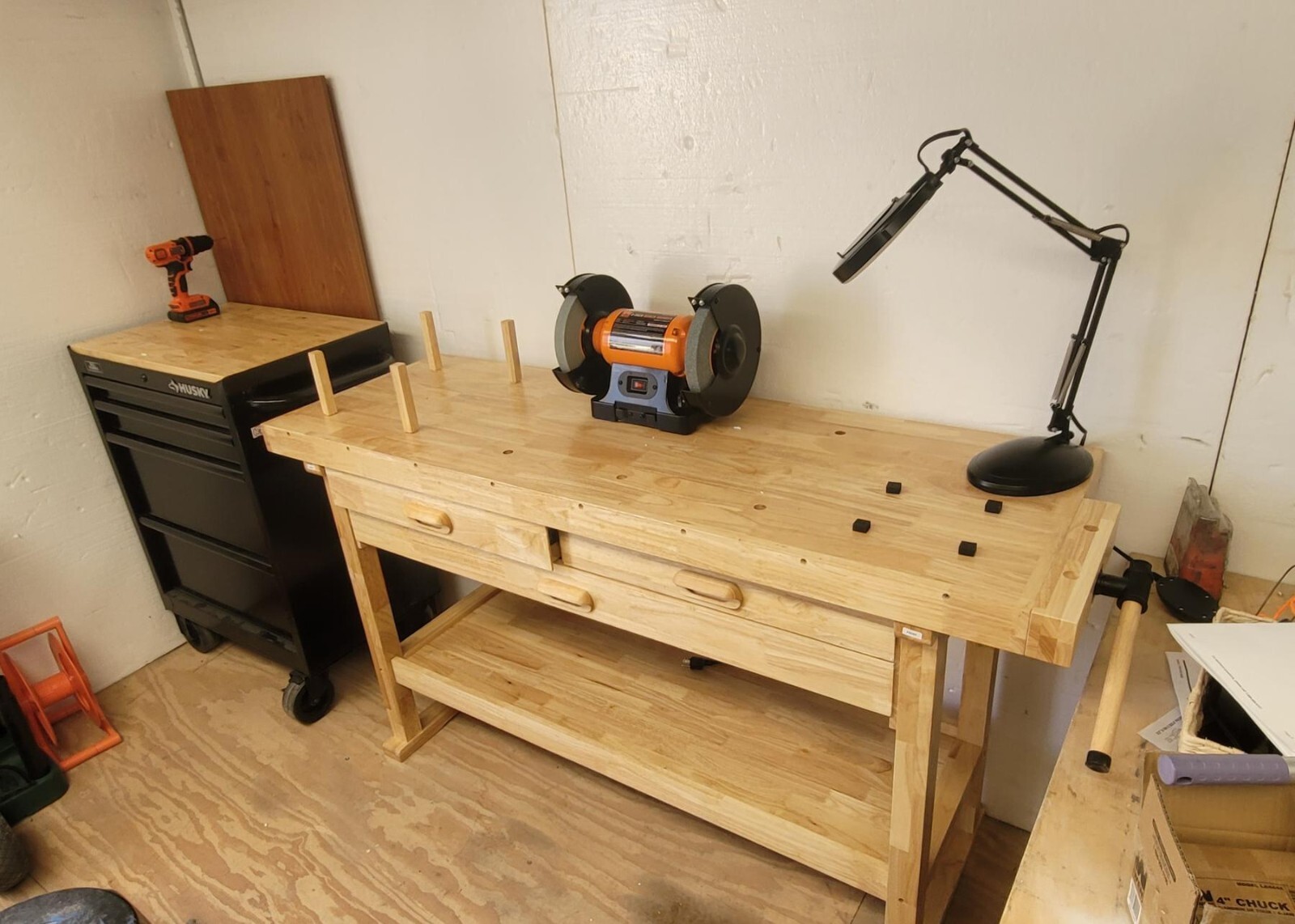60" 3-Drawer Hard Wood Workbench Woodworking Carpenter Work Bench Tool Organizer