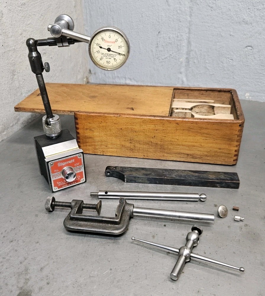 Starrett No. 657A magnetic base with No. 196 indicator set - Made in USA - 657