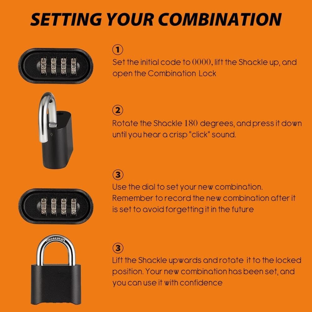 Outdoor Combination Lock, Heavy Duty Weatherproof Pad Locks with Code, Resett...