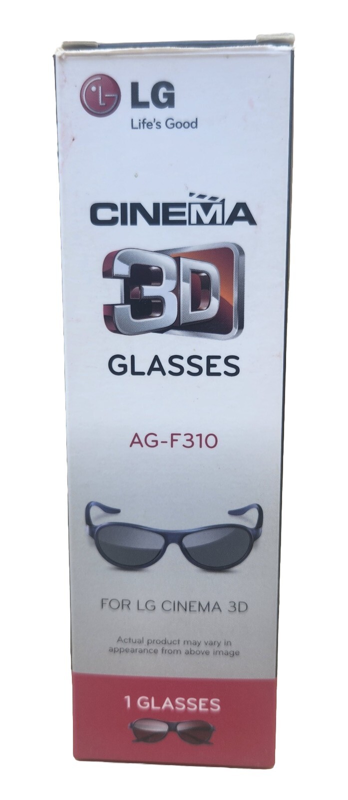 LG AG-F310 Cinema 3D Glasses - Black - 1 Pair, BRAND NEW