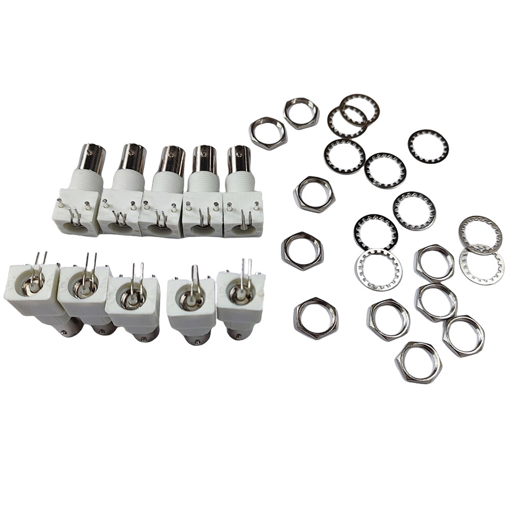 10 x White PC Board PCB Mount Right Angle BNC Female With Nut bulkhead Connector