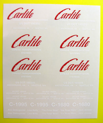 14th scale model Truck 'Carlile' ice road stickers decals fits Knight Hauler etc