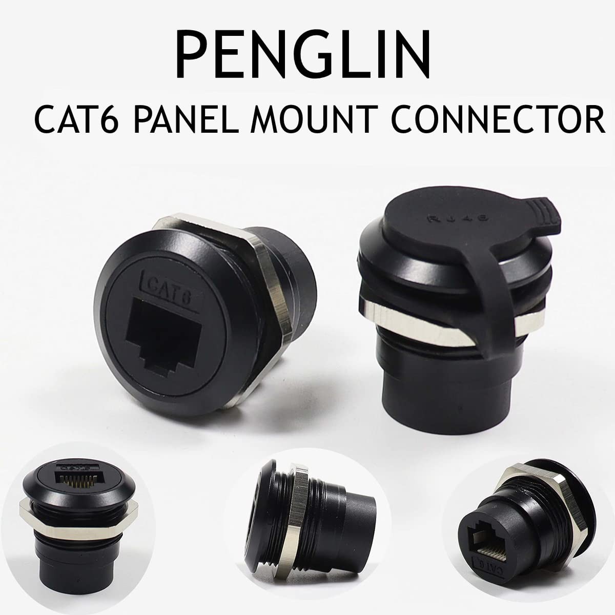 2Pack RJ45 Panel Mount Coupler, Ethernet LAN Pass through Connector, CAT6 Female