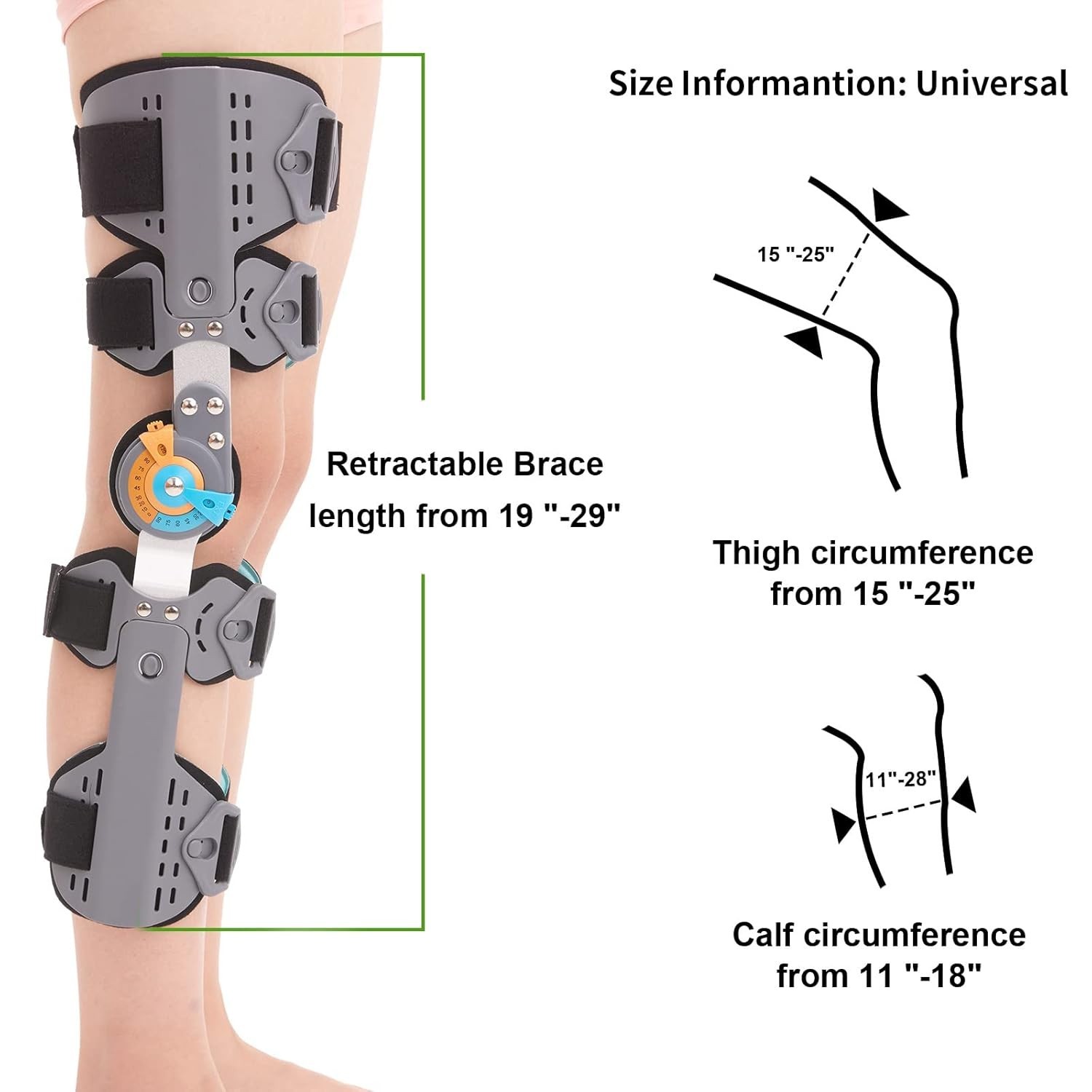 Hinged ROM Post Op Knee Brace Immobilizer Adjustable Knee Immobilizer Support