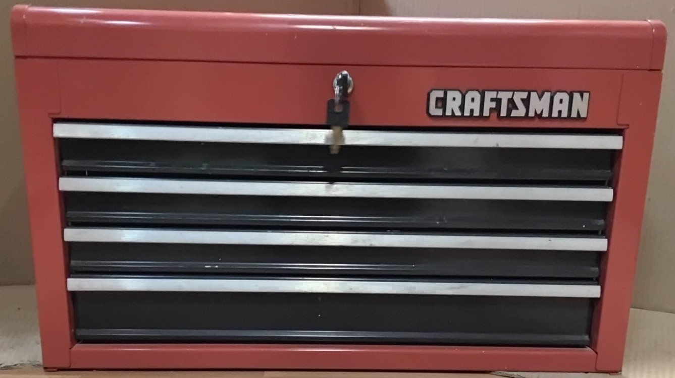 Vintage Sears Craftsman 4 Drawer Tool Box Toolbox Locking W/key & Tray 659020