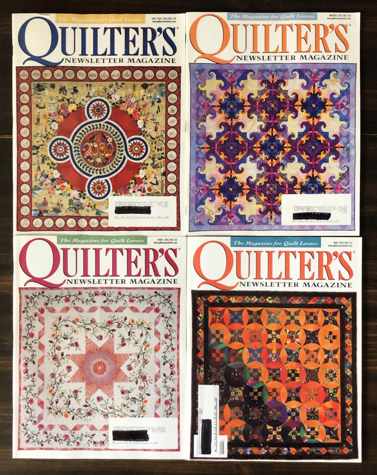 2001 Quilters Newsletter Magazine - Lot of 10
