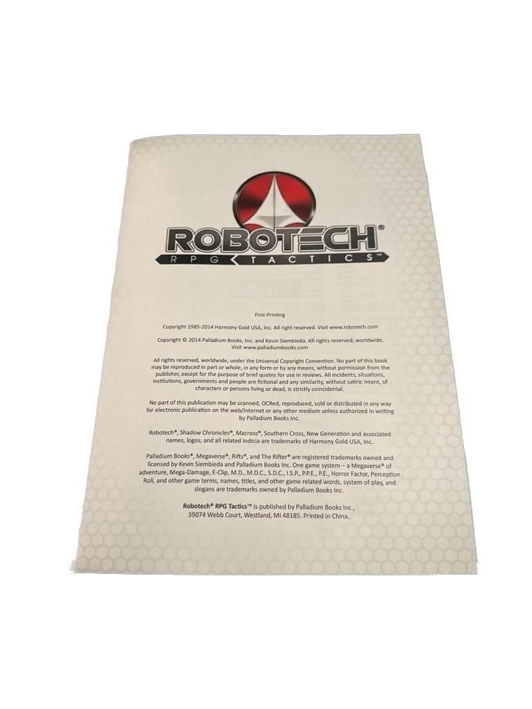 Robotech RPG Tactics Rulebook First Printing 2014