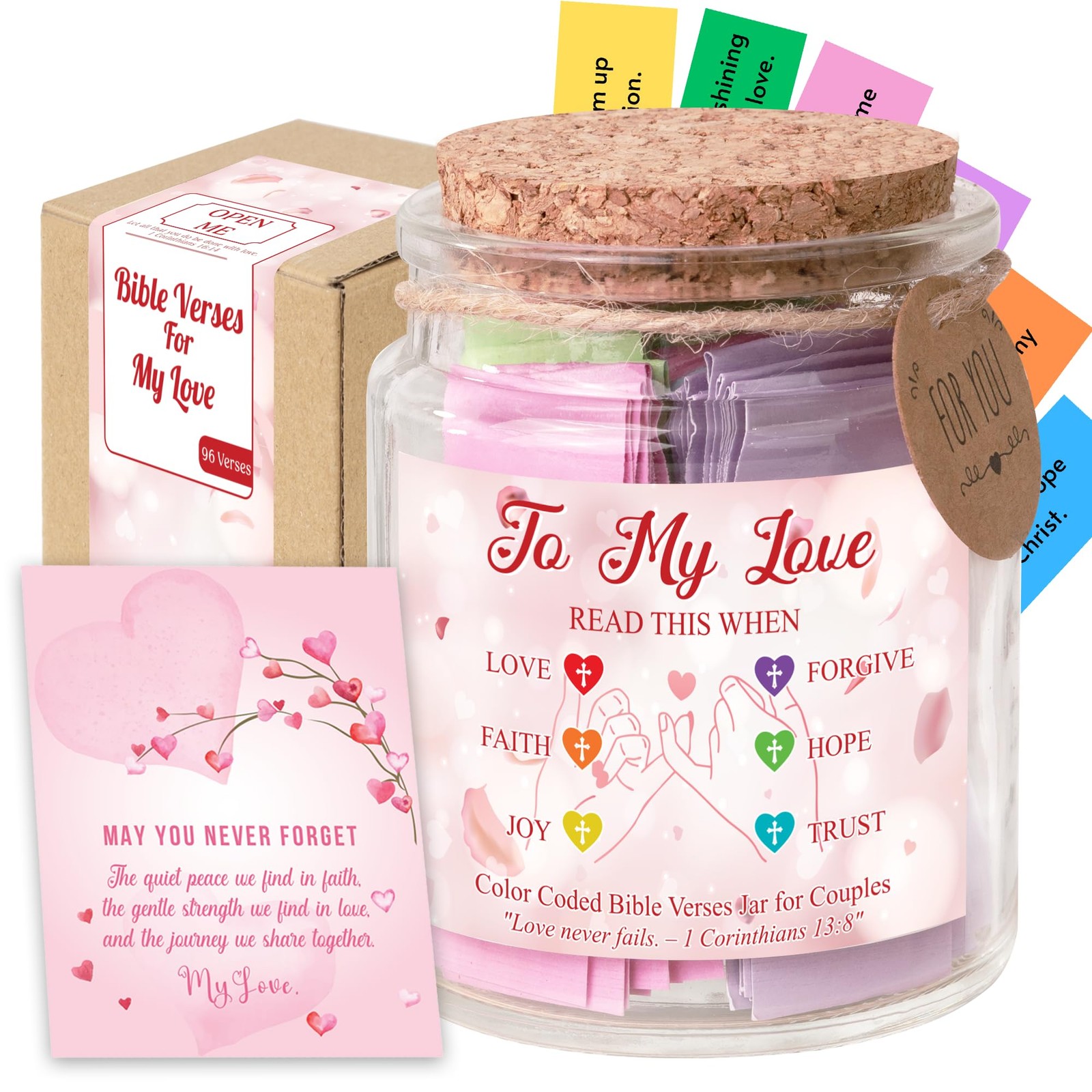 Faith Love Bible Verse Jar - Christian Gifts 6.5 Ounces,
