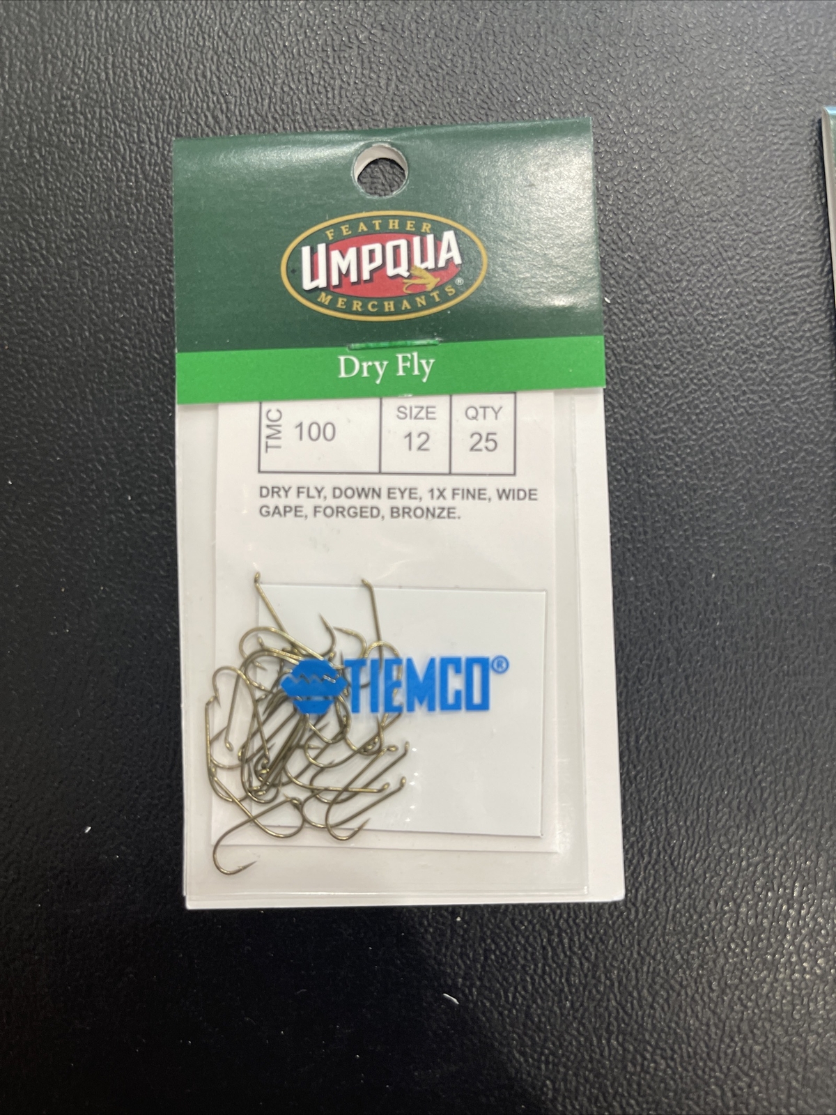 Umpqua Tiemco Dry Fly Fishing Hooks TMC 100 Size 12 Qty 25 Bronze New In Package