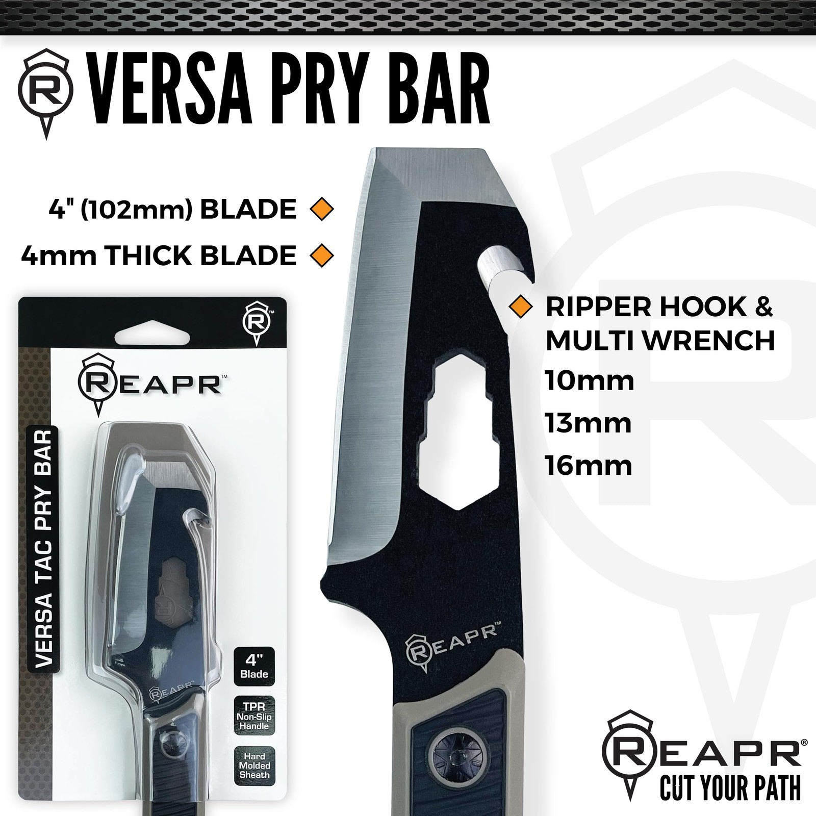 Pry Bar Multi Tool With Sheath Compact Utility Tactical Edc Camping Tan