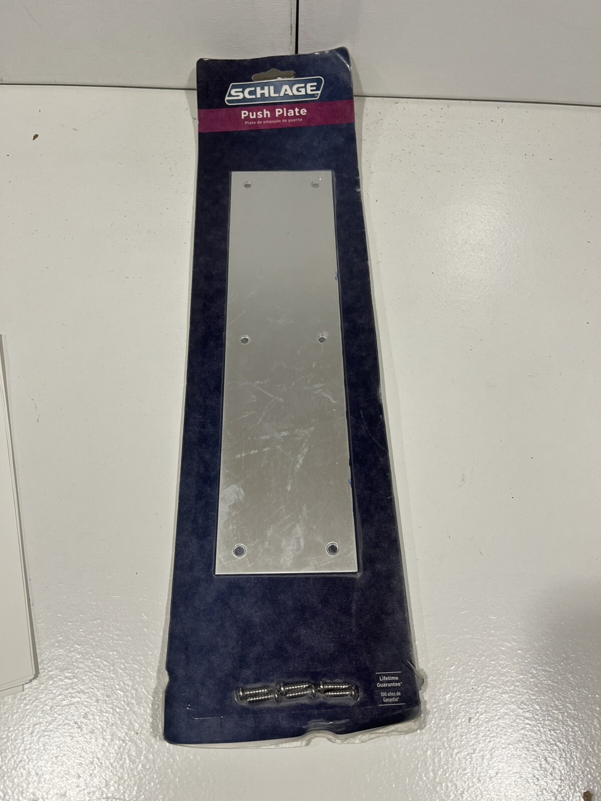 Schlage Aluminum 3 in x 12 in Push Plate in Satin Aluminum Finish