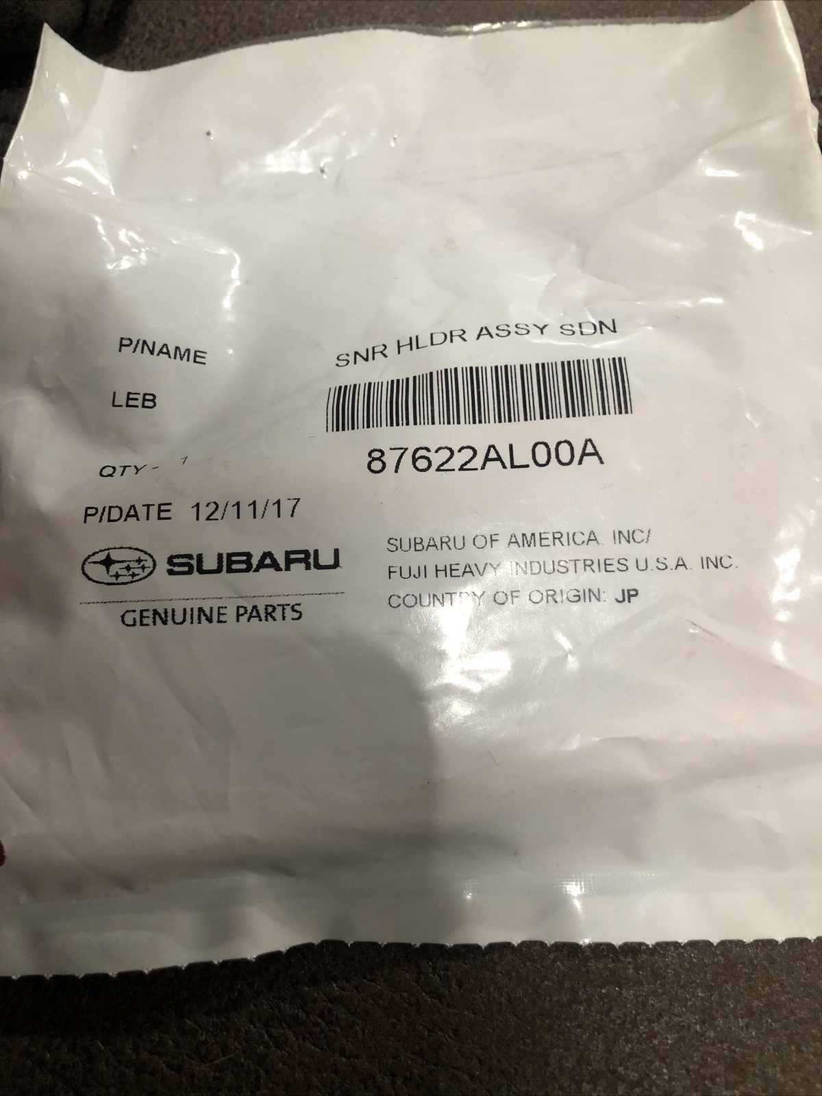 Genuine Subaru Reverse Sensor Holder 87622AL00A